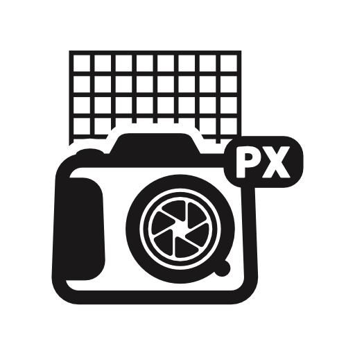 Photo camera with pixels symbol