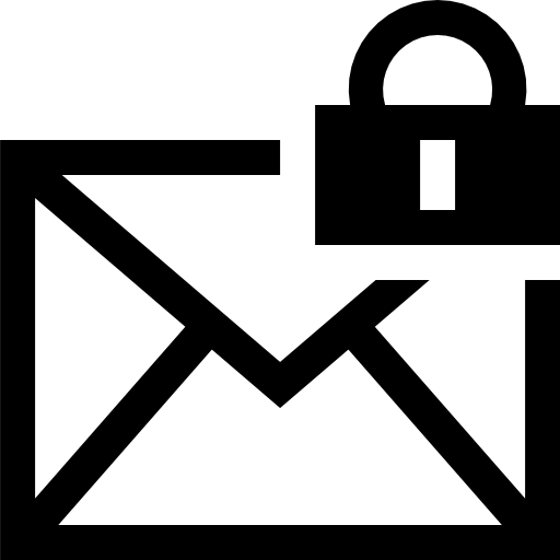 Mail encryption interface symbol of an envelope back with a padlock