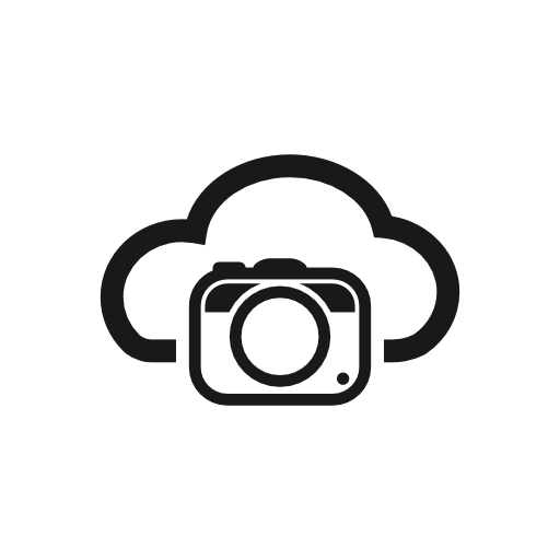 Photo camera on internet cloud symbol