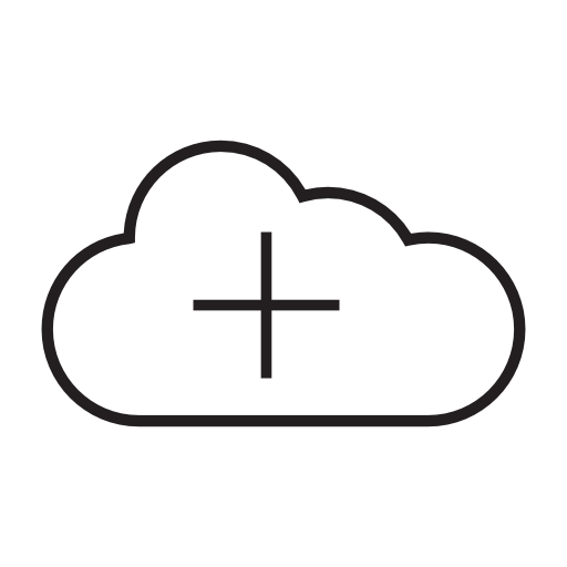 Cloud with add symbol, IOS 7 interface symbol