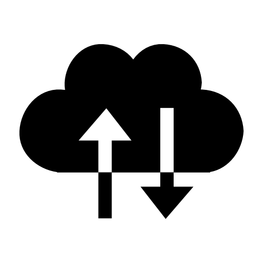 Cloud exchange symbol with up and down arrows couple