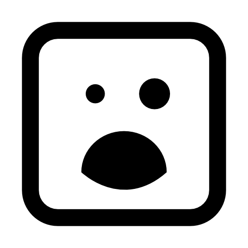 Black eye and opened mouth emoticon square face