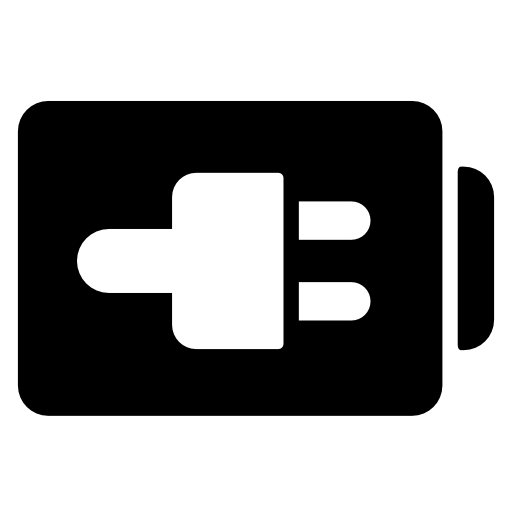 Plug on battery status interface symbol