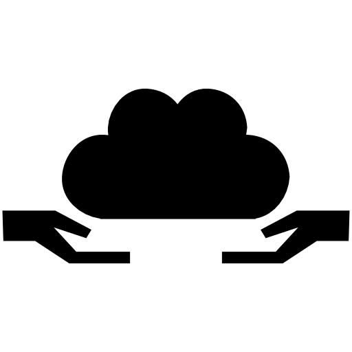 Cloud give symbol with two hands receiving
