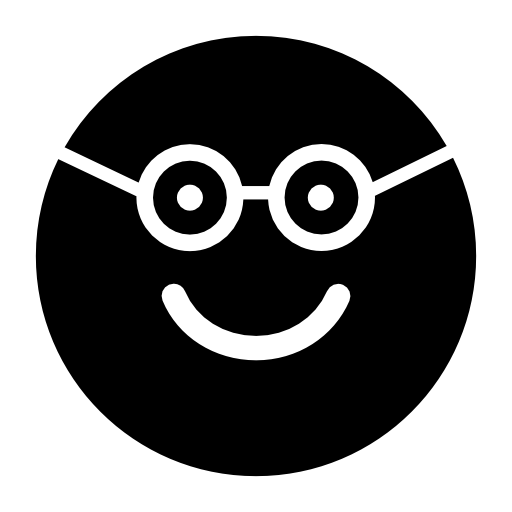 Nerd happy smiling face in rounded square face