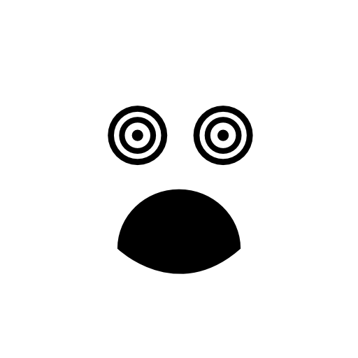 Surprised square face with eyes and mouth opened