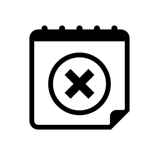 Delete calendar button interface symbol with a cross
