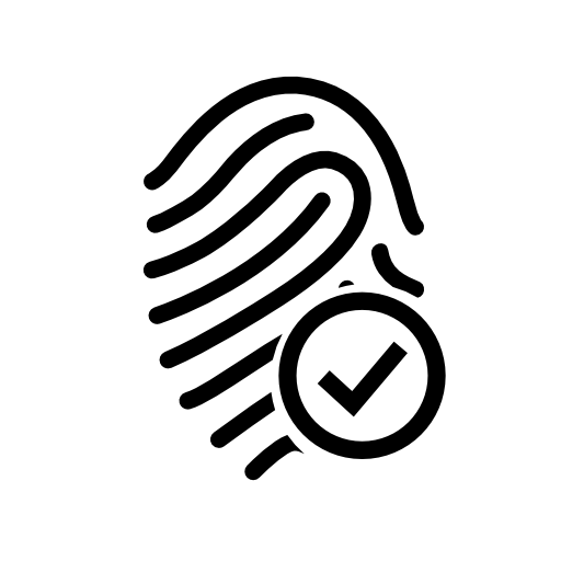 Fingerprint outline with check mark