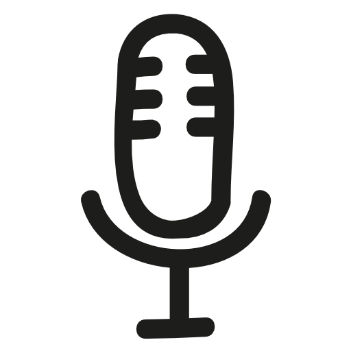 Microphone hand drawn voice interface symbol outline