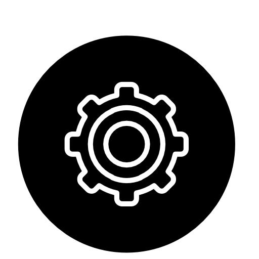 Settings gear symbol outline in a circle