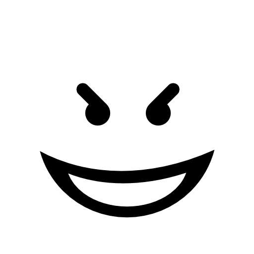 Evil smile square emoticon face