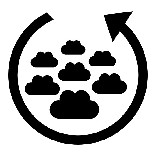 Cloud group with a circular arrow around