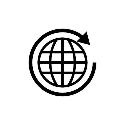 Arrow in circle around world grid