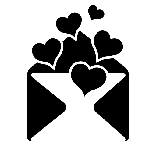 Love email message opened envelope with hearts