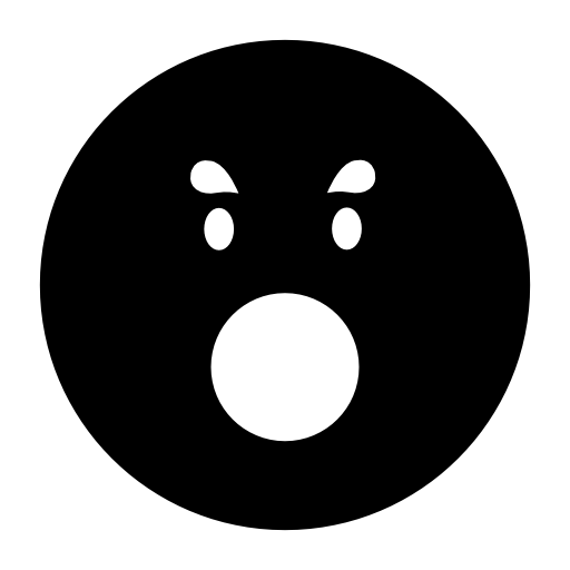 Emoticon square surprised face with open circular mouth