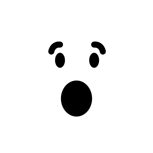 Surprised emoticon square face with open eyes and mouth