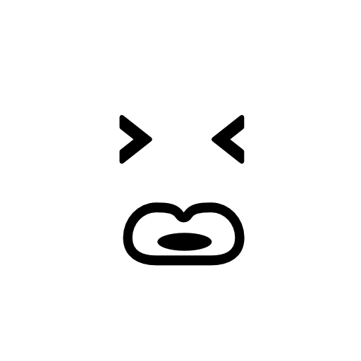Emoticon square face with closed eyes and big lips