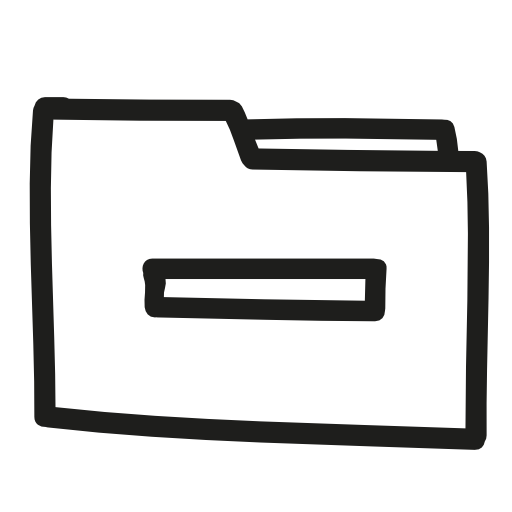 Delete folder hand drawn symbol outline with minus sign
