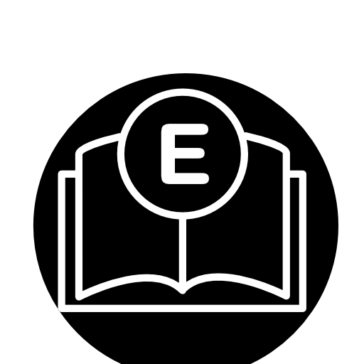 E-book outline interface symbol in a circle