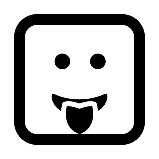 Emoticon square rounded face with tongue out of the mouth