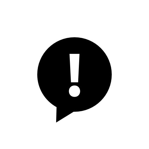 Conversation speech bubble with exclamation sign inside