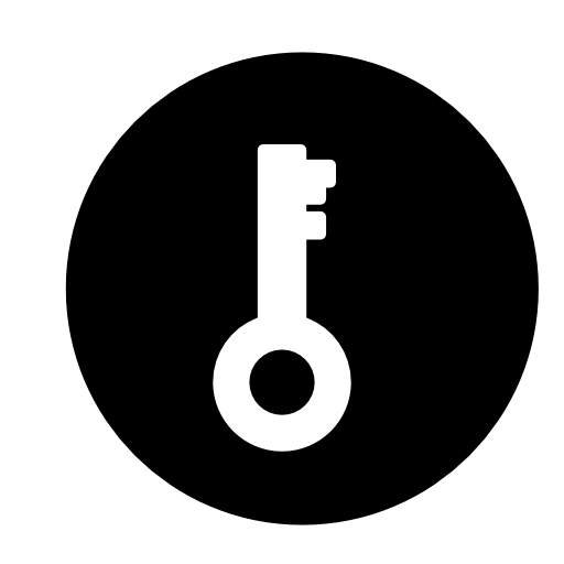 Key password interface symbol in a circle