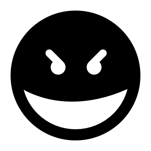Evil smile square emoticon face