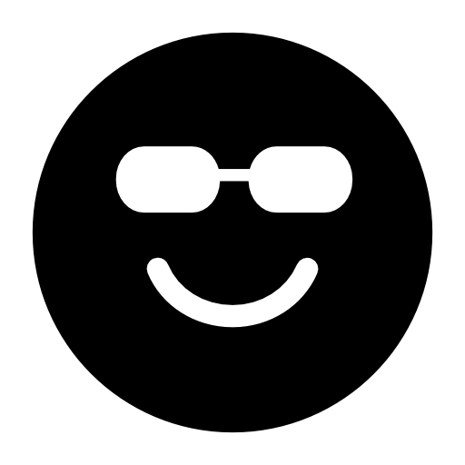 Happy smiling emoticon square face with sunglasses