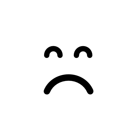Sad emoticon square face with closed eyes