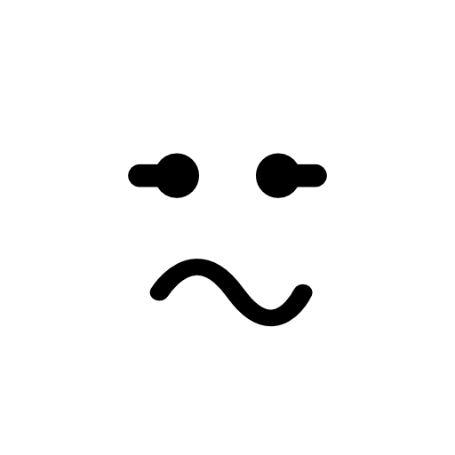 Emoticon square face with curved mouth expression