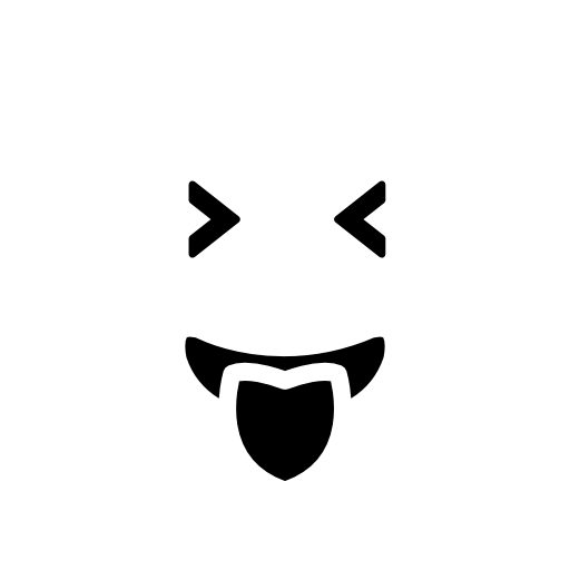 Emoticon face square with tongue out of the mouth and closed eyes