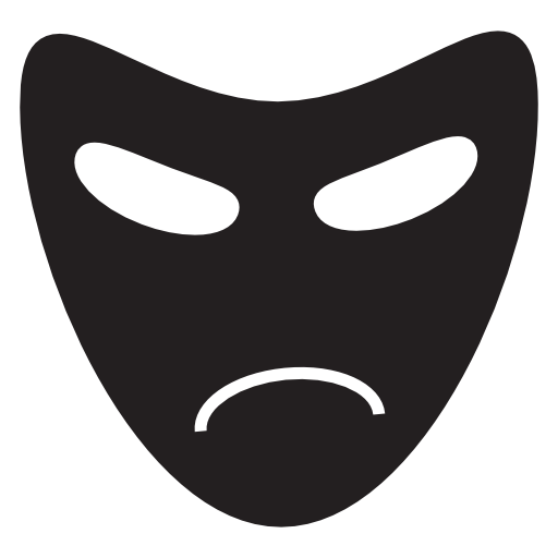 Drama, sad black mask shape, IOS 7 interface symbol