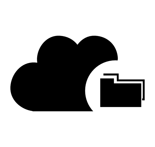 Cloud data interface symbol with small folder