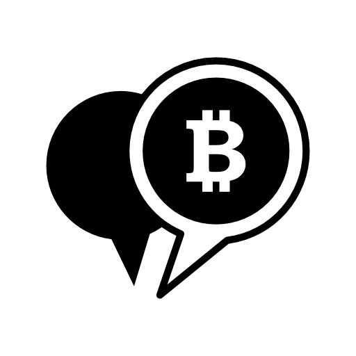 Bitcoin symbol in a speech bubble
