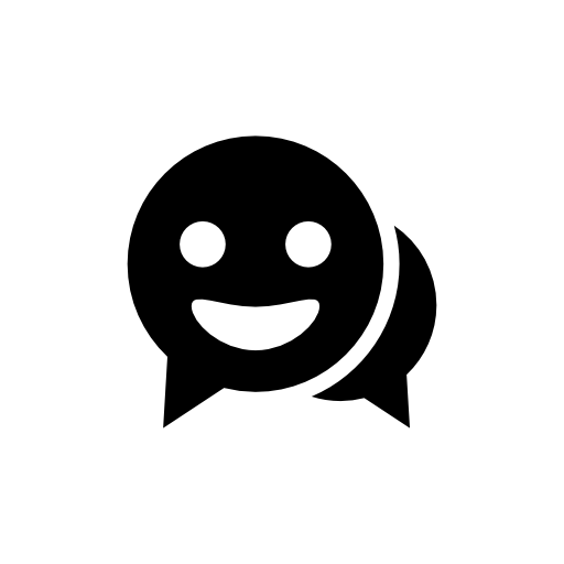 Chat interface symbol with smiling face in circular speech bubble