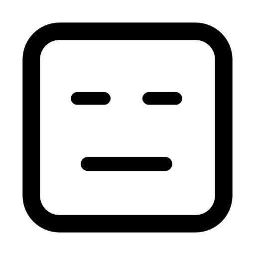 Emoticon square face with closed eyes and mouth of straight lines