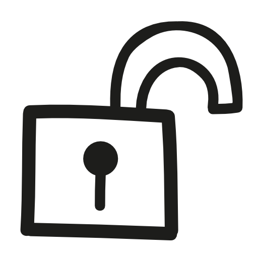 Unlock hand drawn padlock symbol