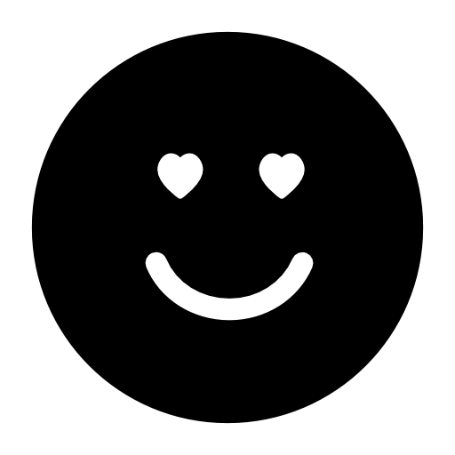 Emoticon in love face with heart shaped eyes in square outline