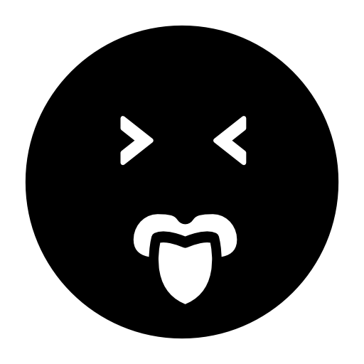 Emoticon square face with closed eyes and tongue out