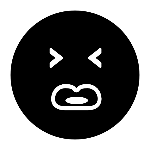 Emoticon square face with closed eyes and big lips