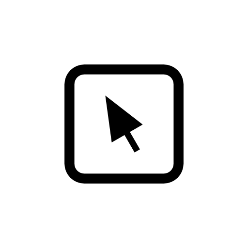 Cursor arrow in a rounded square interface symbol