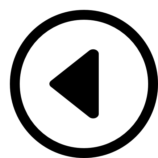 Triangular arrow to left inside a circle outline