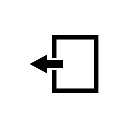 Transfer data interface symbol of left arrow on a paper sheet