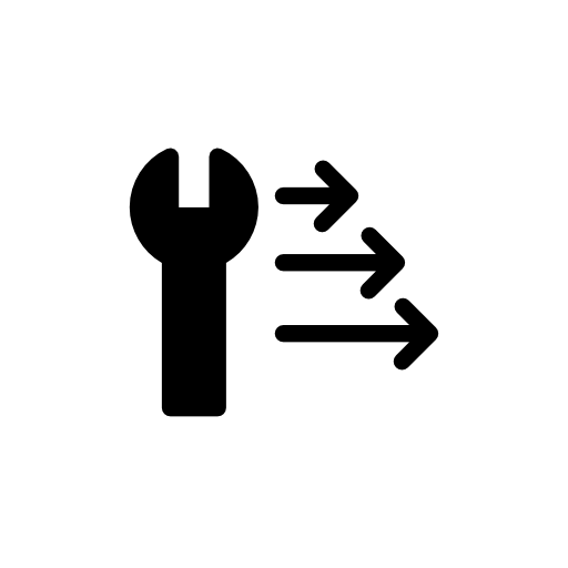 Wrench with right arrows settings interface symbol