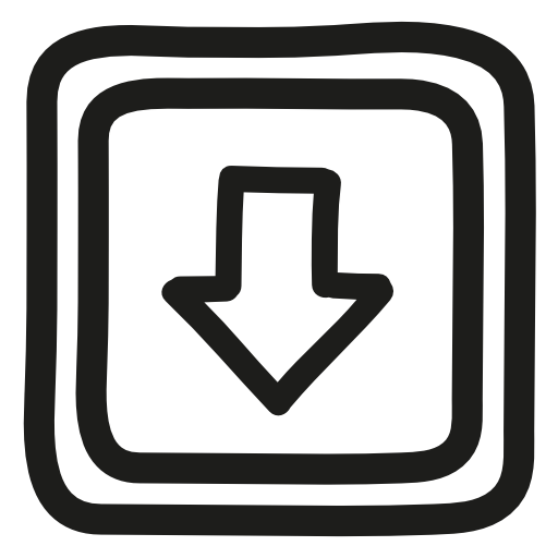 Down button hand drawn arrow and squares outlines