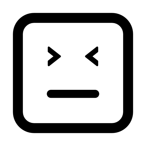 Emoticon square face with closed eyes and straight mouth line