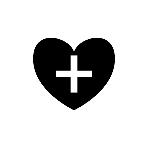 Positive heart symbol shape with plus sign