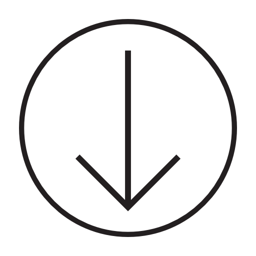 Arrow down thin outline inside a circle outline