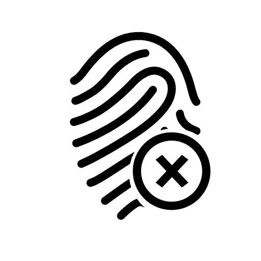 Fingerprint outline with close button