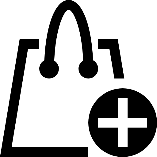 Shopping bag outline with plus symbol